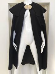 Black Knit cape with heart metal clasp, 1960s