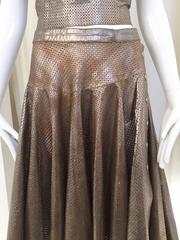 1980s Ted Lapidus perforated leather top and skirt set