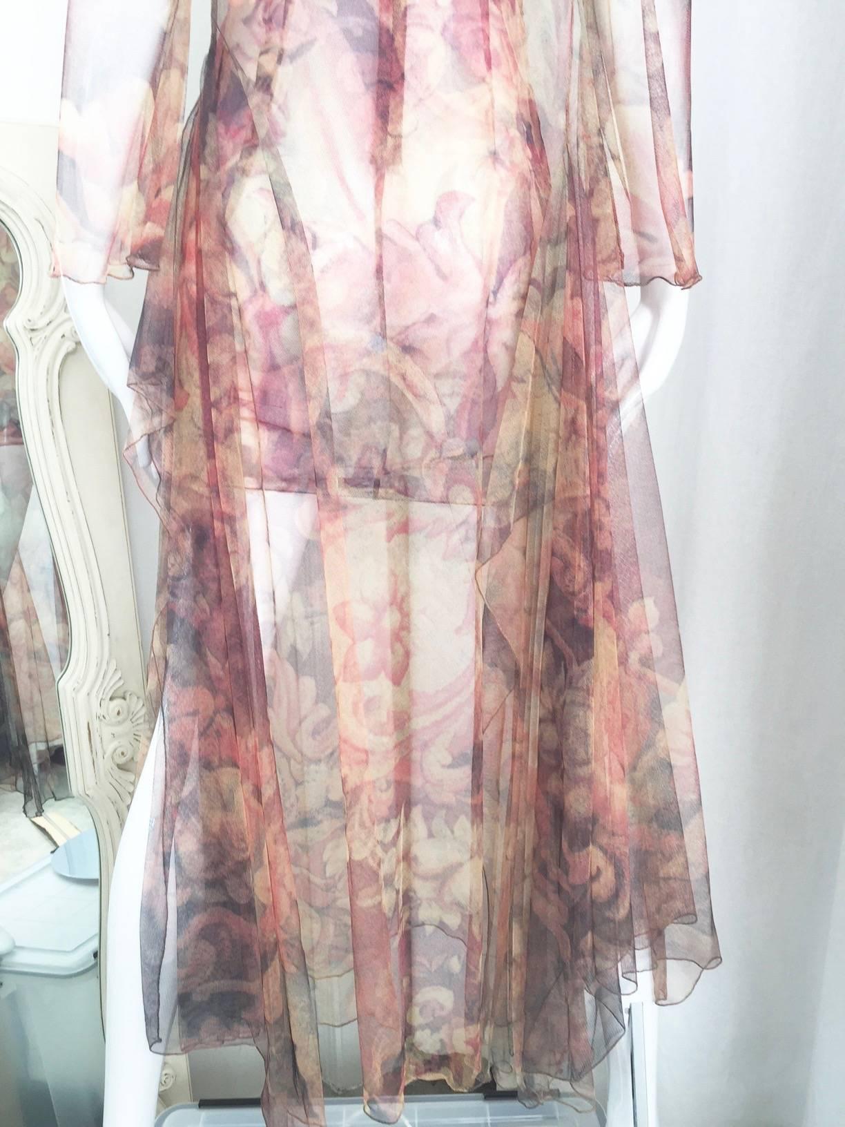 Gianfranco Ferre sheer print 2 piece ensemble, 1990s In Excellent Condition In Beverly Hills, CA