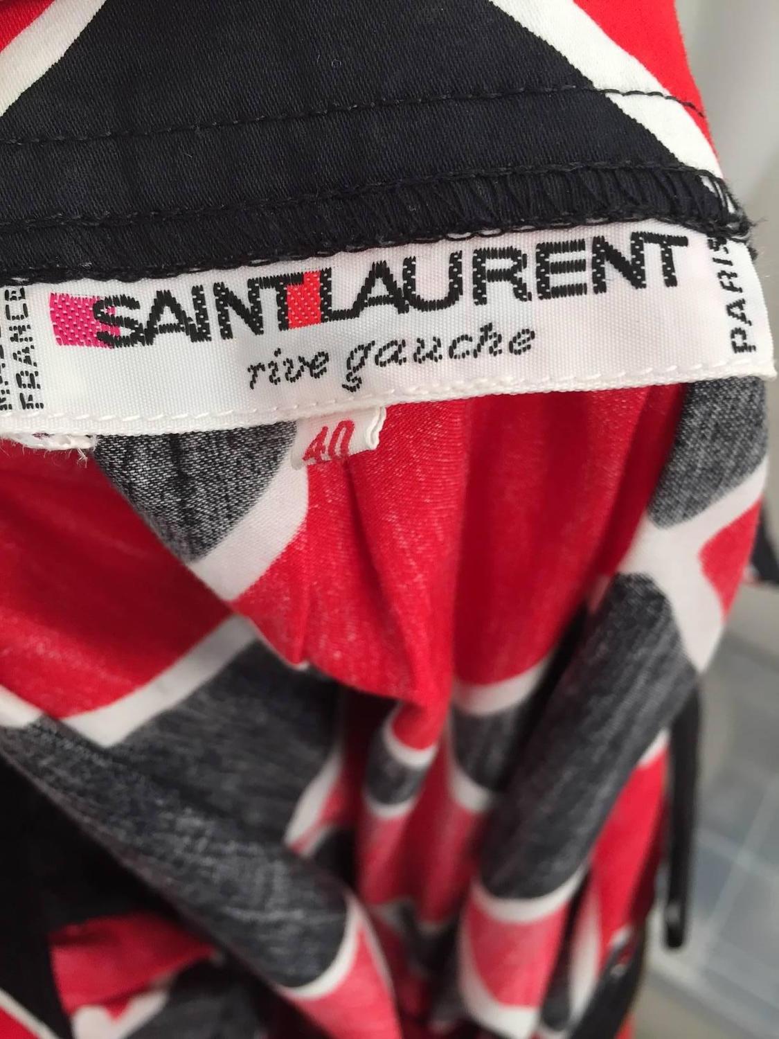 80s Yves Saint Laurent red and black harlequin cotton skirt at 1stdibs