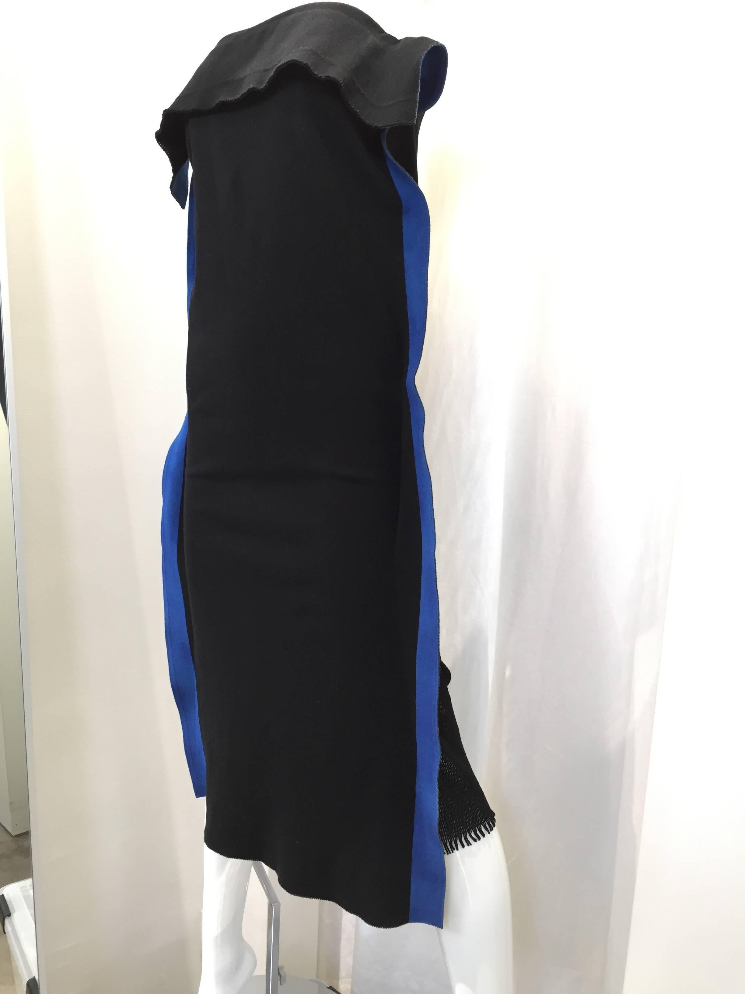 Rare Issey Miyake black and blue strapless  knit dress In Excellent Condition In Beverly Hills, CA
