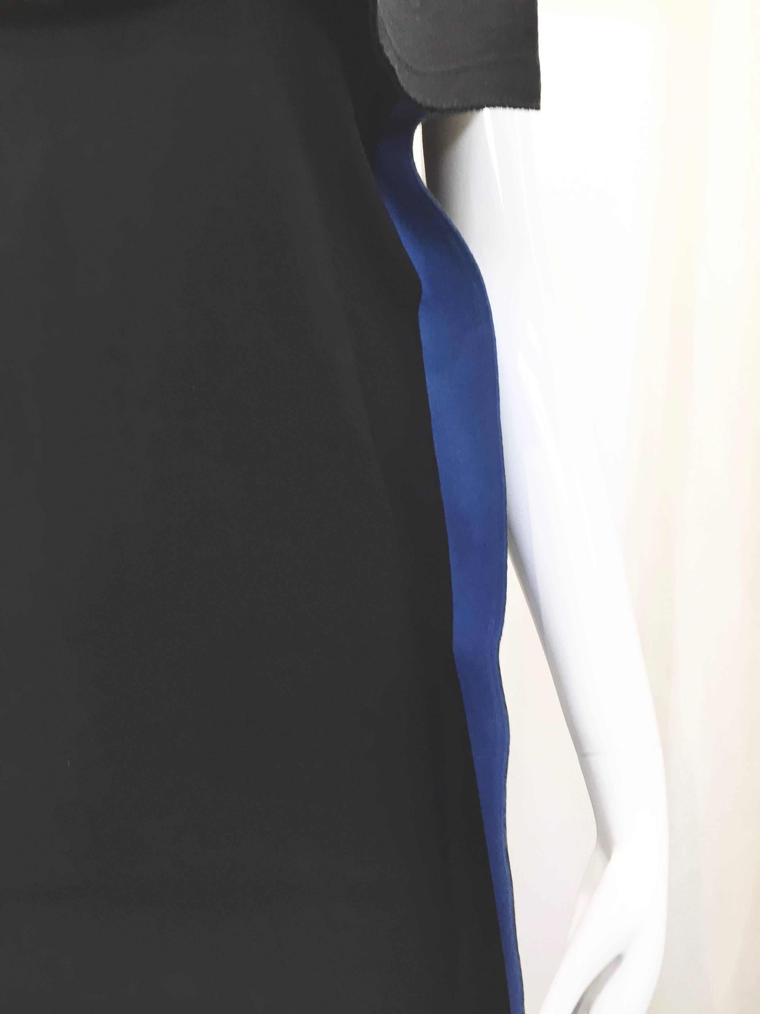 Black Rare Issey Miyake black and blue strapless  knit dress