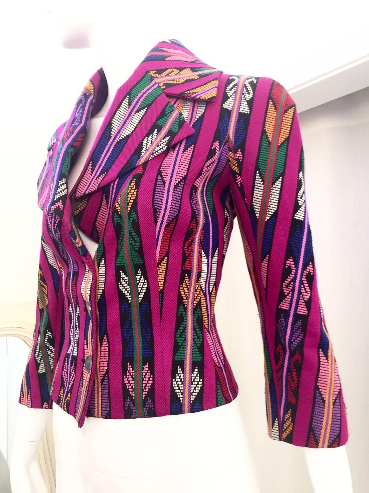 1998 John Galliano Guetamalan print fitted jacket In Good Condition In Beverly Hills, CA