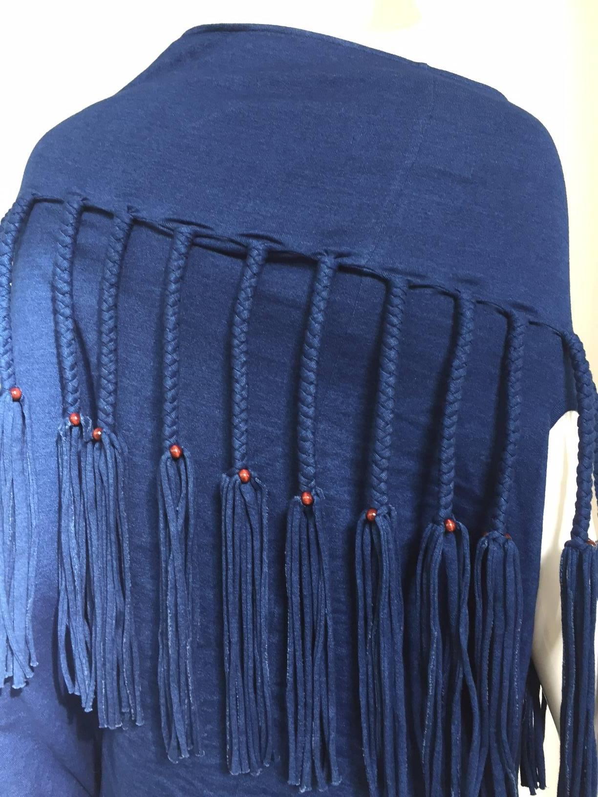 Junya Watanabe blue fringe knit top In Excellent Condition For Sale In Beverly Hills, CA