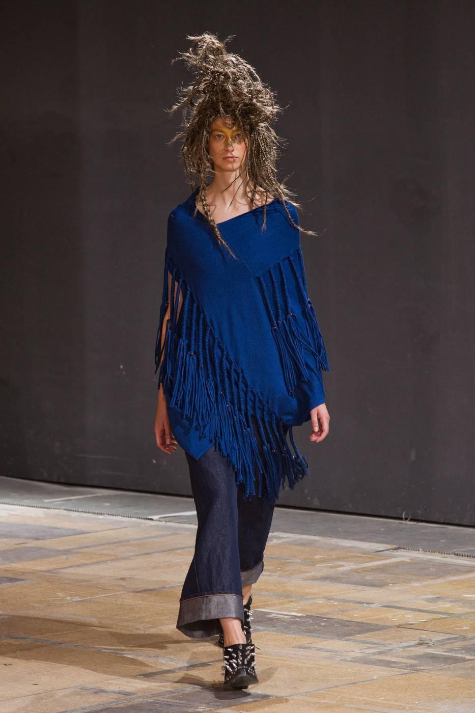 2014 Junya Watanabe blue  tassle knit top. ( see runway picture)
Size: Small, fit size : 2/4/6 small to medium
