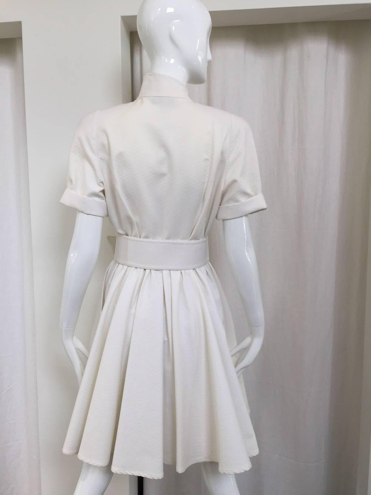1990s Thierry Mugler white cotton wrap dress In Good Condition In Beverly Hills, CA