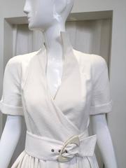 1990s Thierry Mugler white cotton wrap dress
