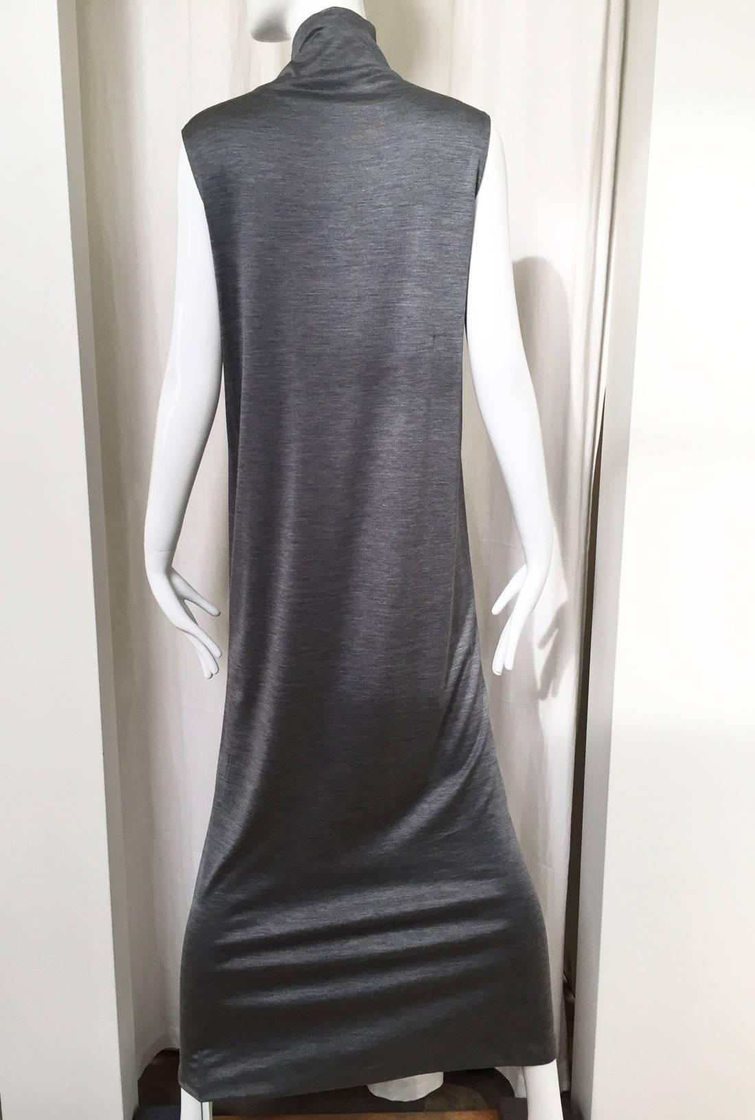 Black Vintage 1990s HERMES Grey Silk Jersy Sleeveles Maxi Dress