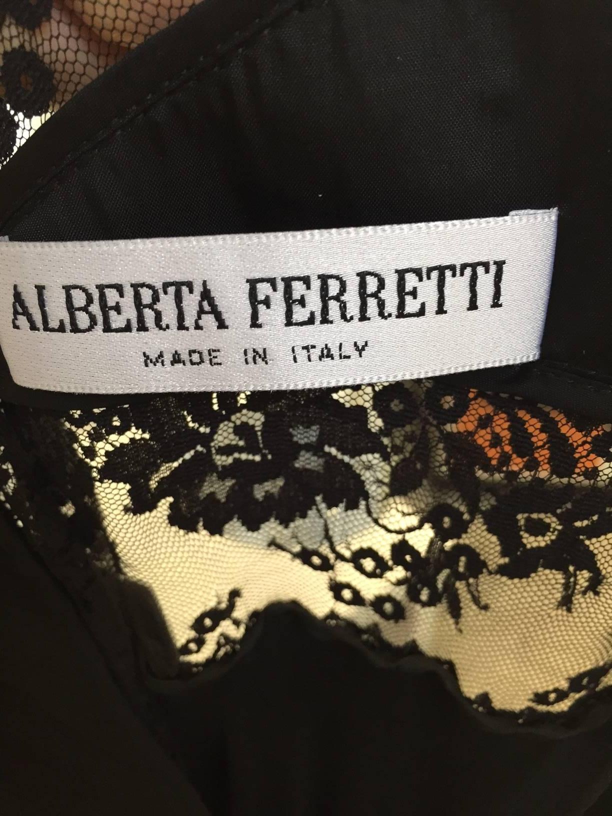 Black 90S ALBERTA FERRETTI black silk and lace spaghetti strap dress