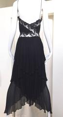 90S ALBERTA FERRETTI black silk and lace spaghetti strap dress