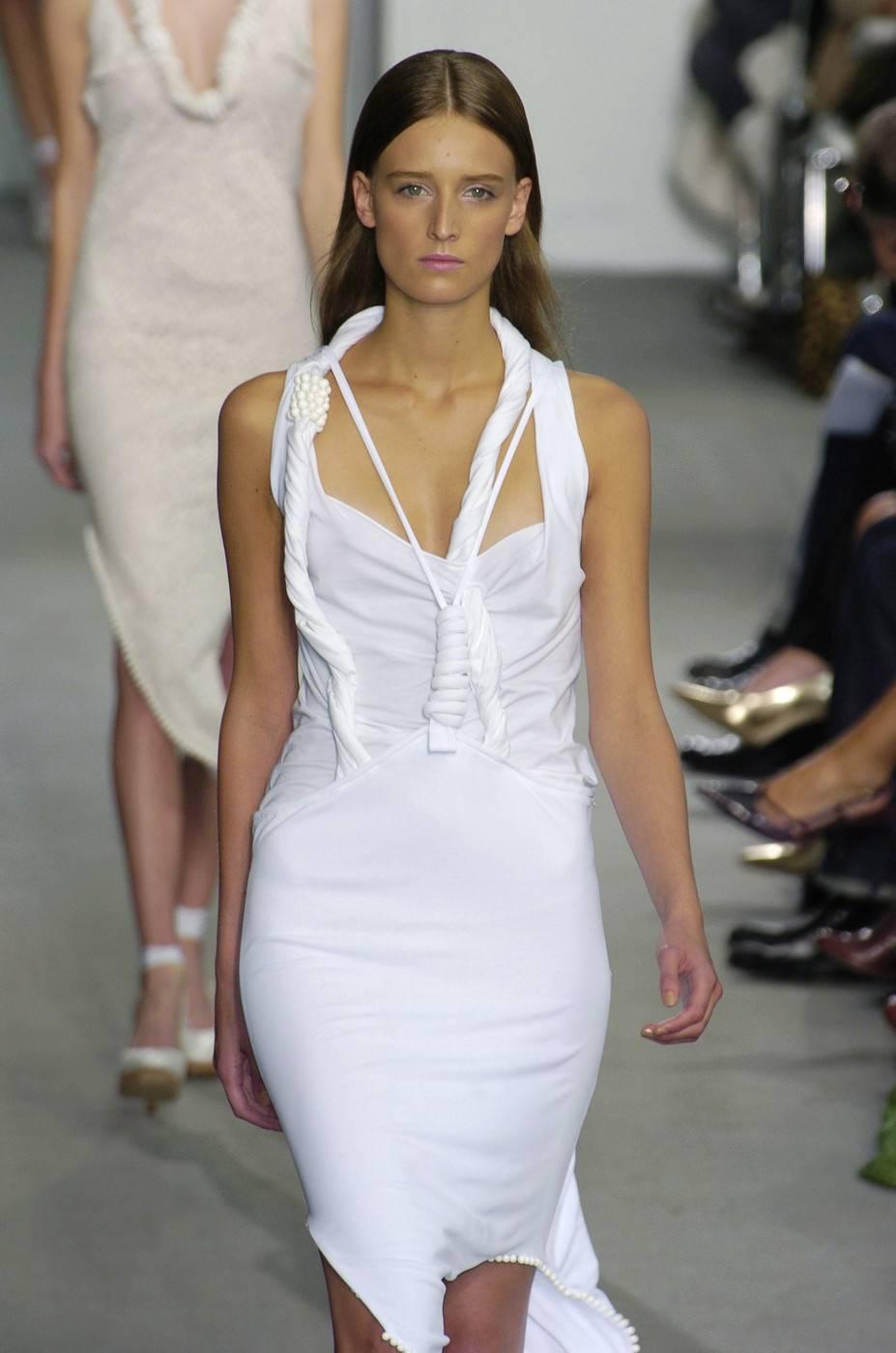 Important 2005 Helmut Lang last collection- white knit dress 2