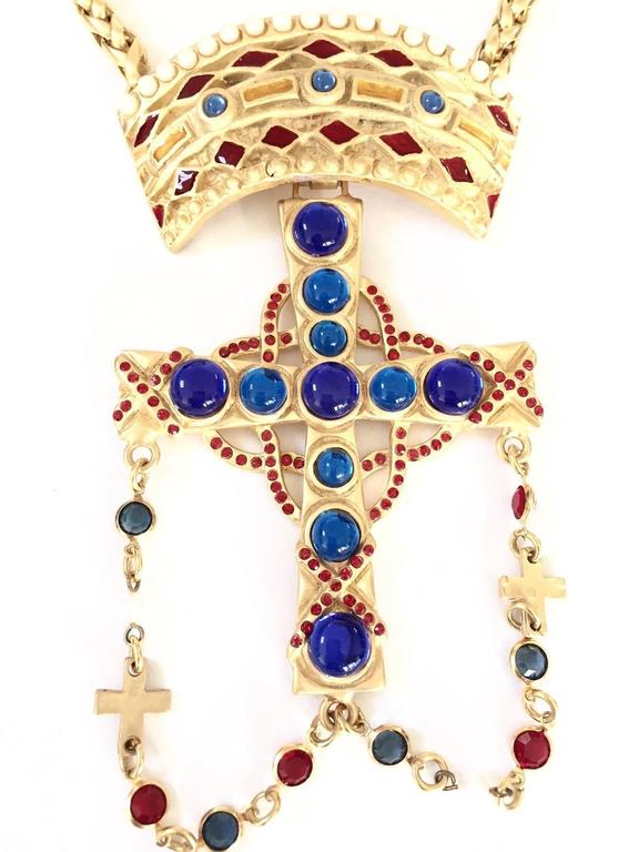 1980s Gianni Versace Triple cross pendant necklace by Ugo Correani For