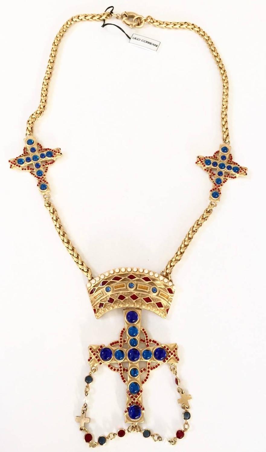1980s Gianni Versace Triple cross pendant necklace by Ugo Correani For