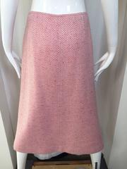 1970s Courreges pink herringbone midi skirt