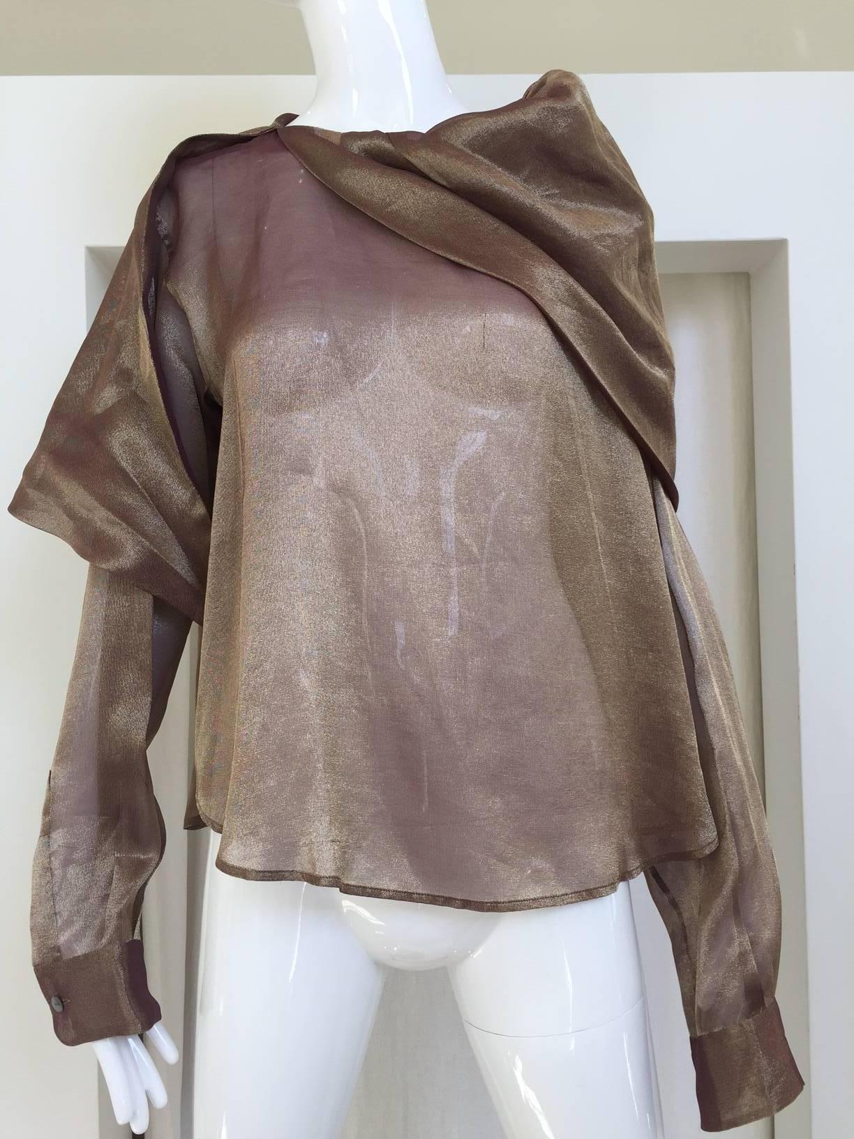 Gris Blouse couleur bronze irisée Romeo Gigli des années 1990 en vente