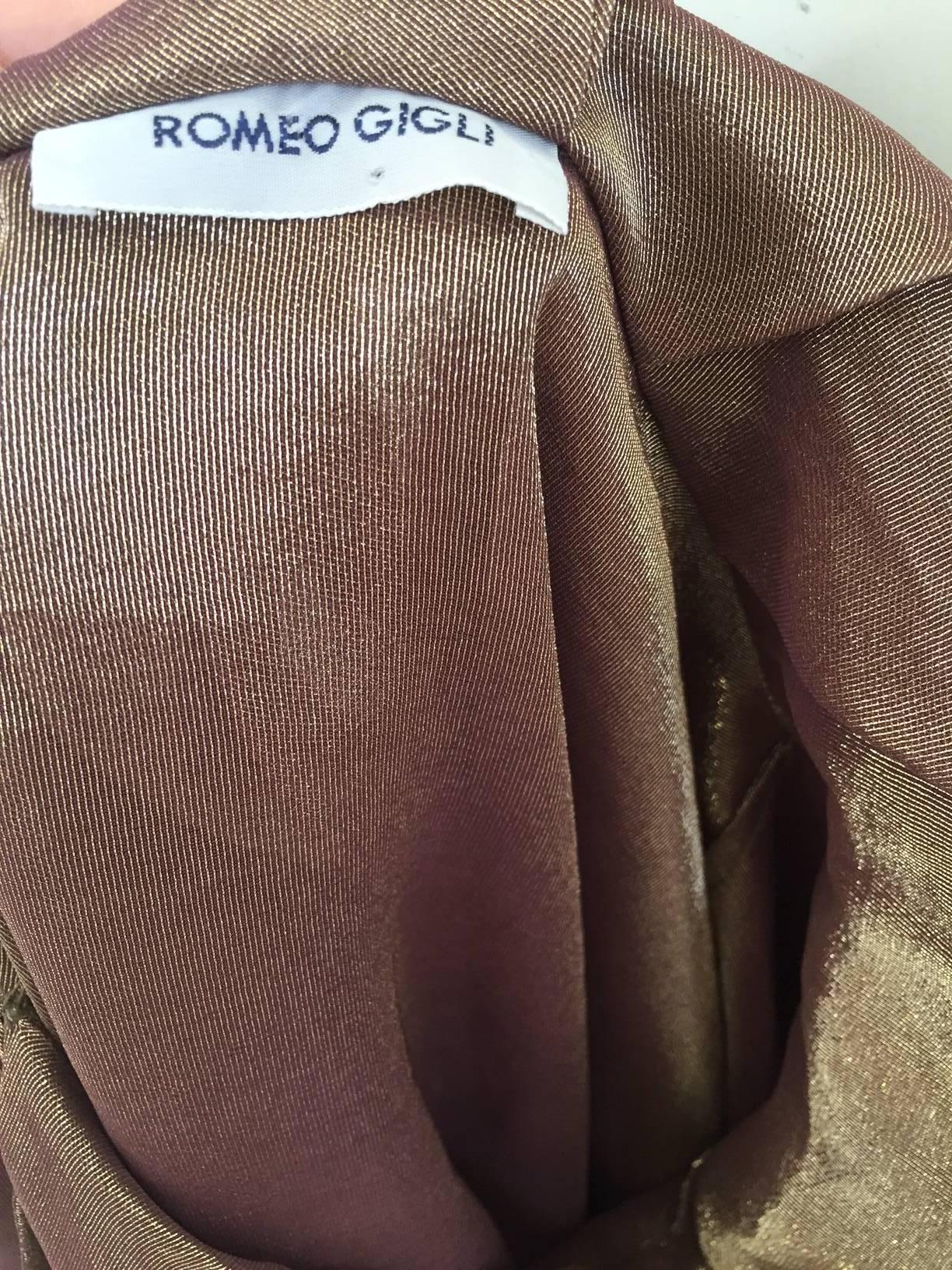 1990s Romeo Gigli bronze irridescent blouse In Good Condition For Sale In Beverly Hills, CA
