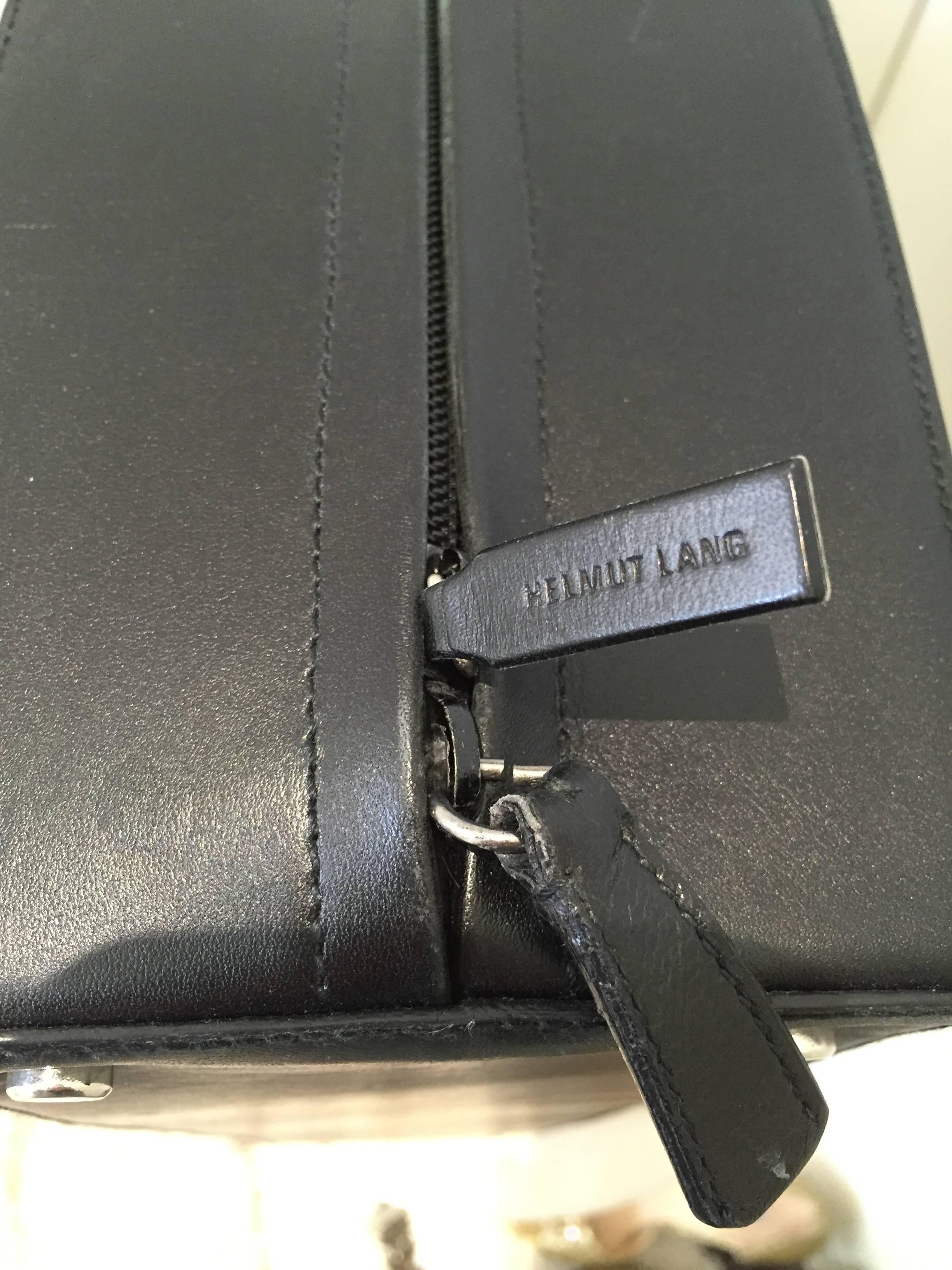 Rare Vintage HELMUT LANG Oversized Black Leather Bag For Sale at ...