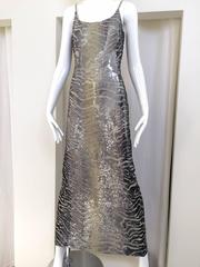 1990s Giorgio Armani  Sequin Metallic Grey and Silver Cocktail Dress