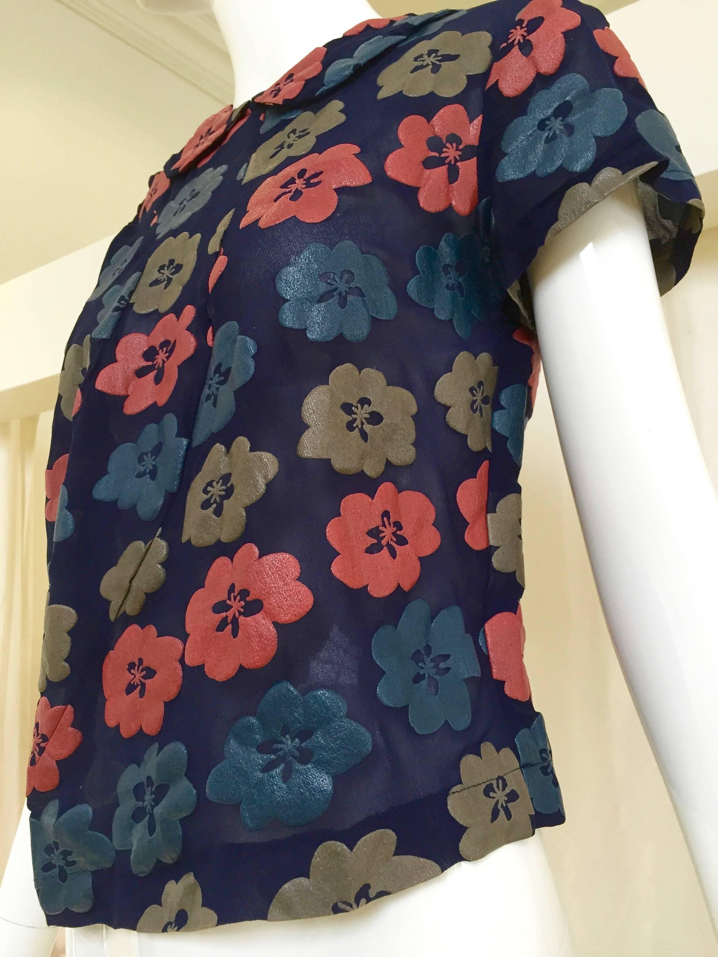 90s Comme des garcons robe de chambre silk blouse with embossed flower. size 6
Bust: 38