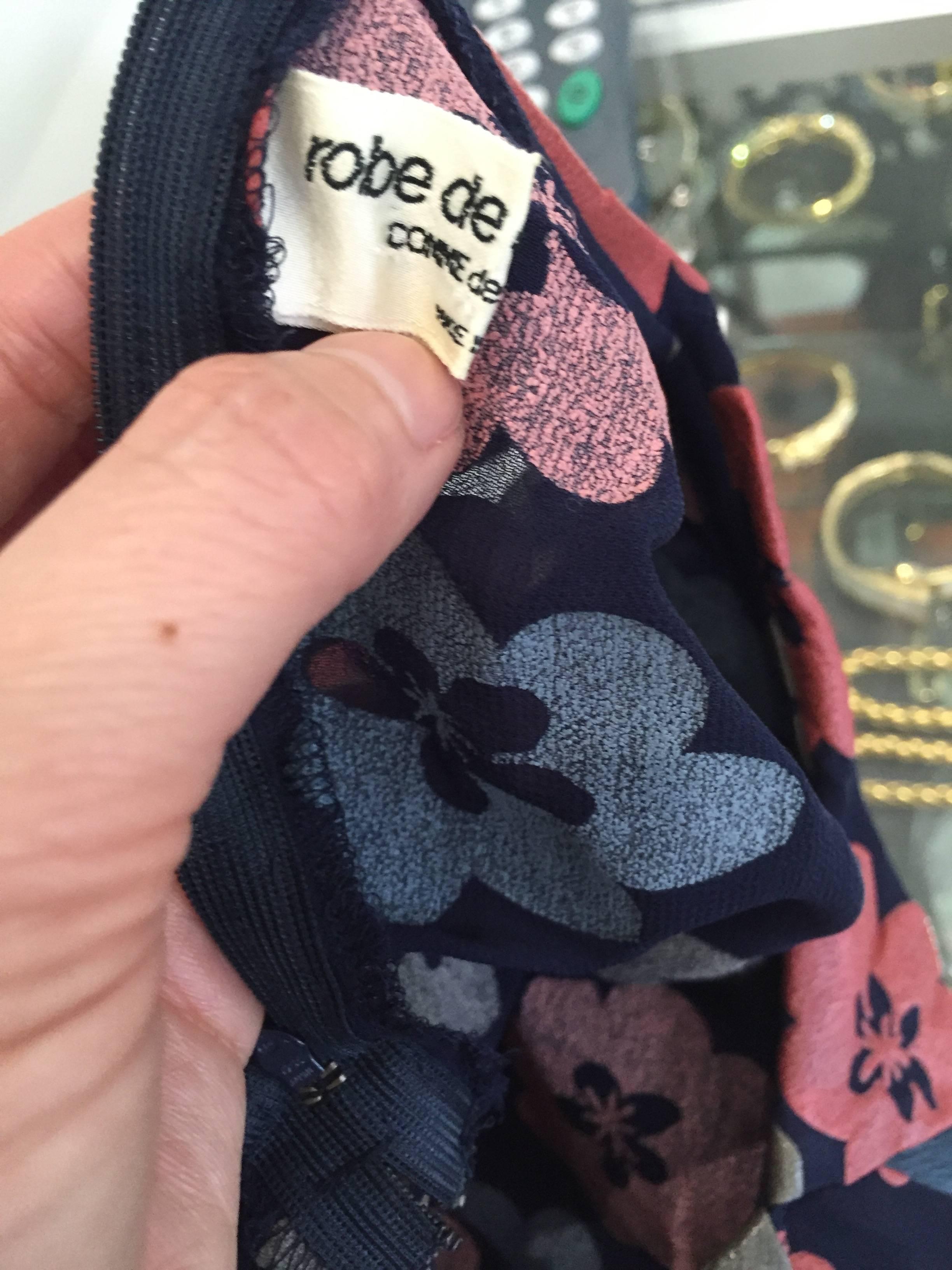 Black 90s Comme des garcons silk blouse with embossed flower