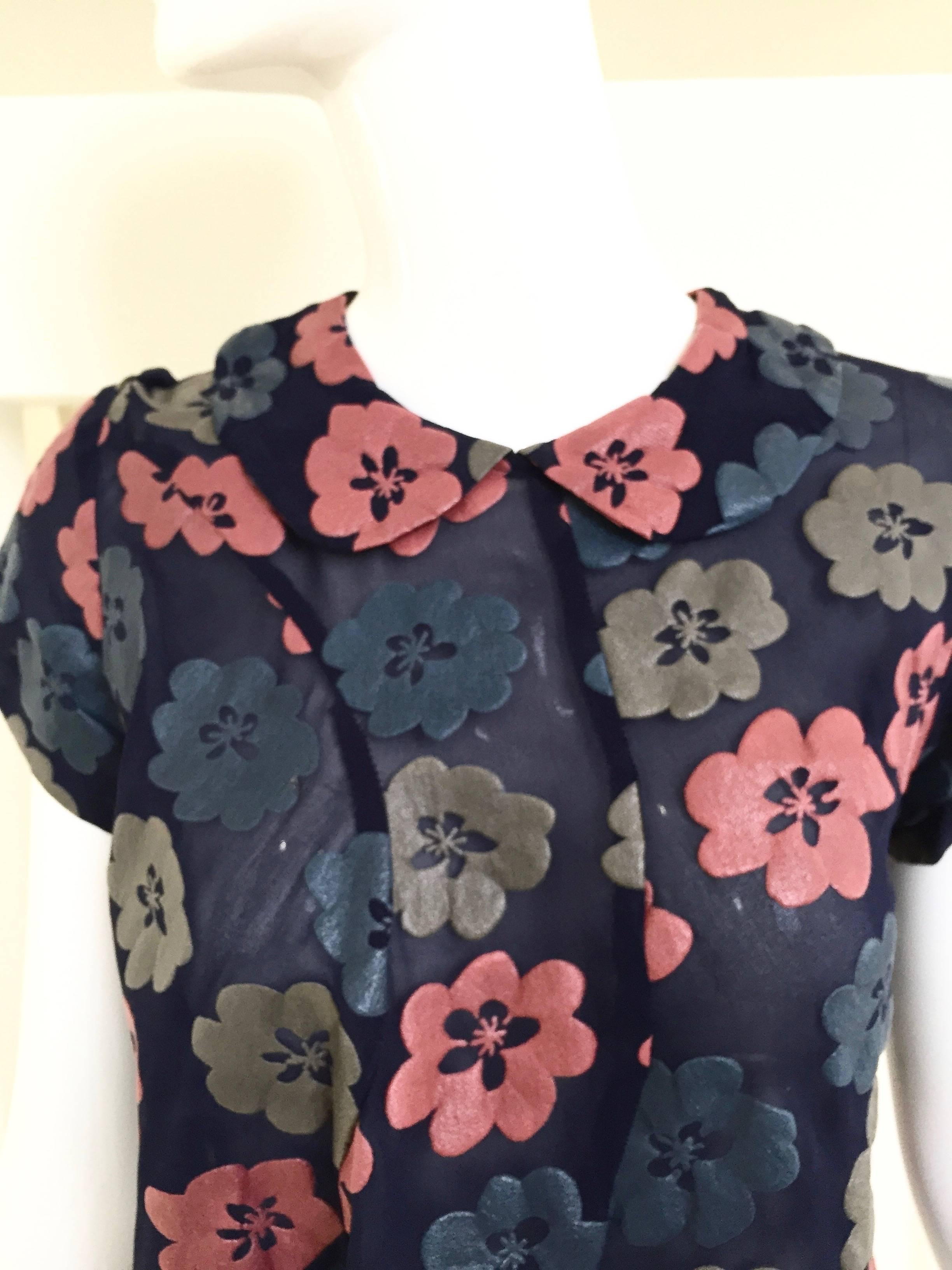 90s Comme des garcons silk blouse with embossed flower In Good Condition In Beverly Hills, CA