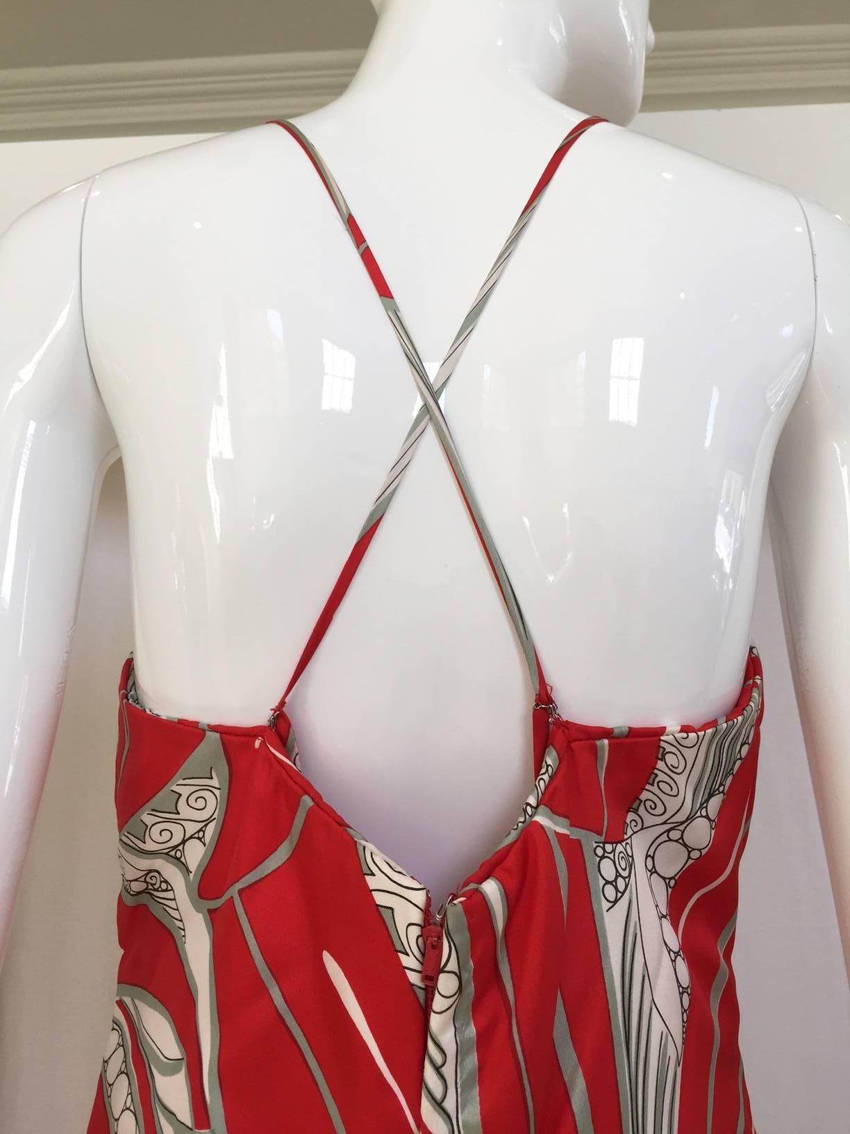 Women's 1970s Adele Simpson red and grey silk dress with cape