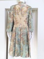 2003 Alexander Mcqueen Mint Green and creme Silk Brocade Coat