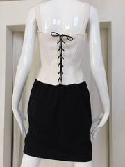 1990s Iconic THIERRY MUGLER  Black and White Corset Vintage 90s Mini Dress
