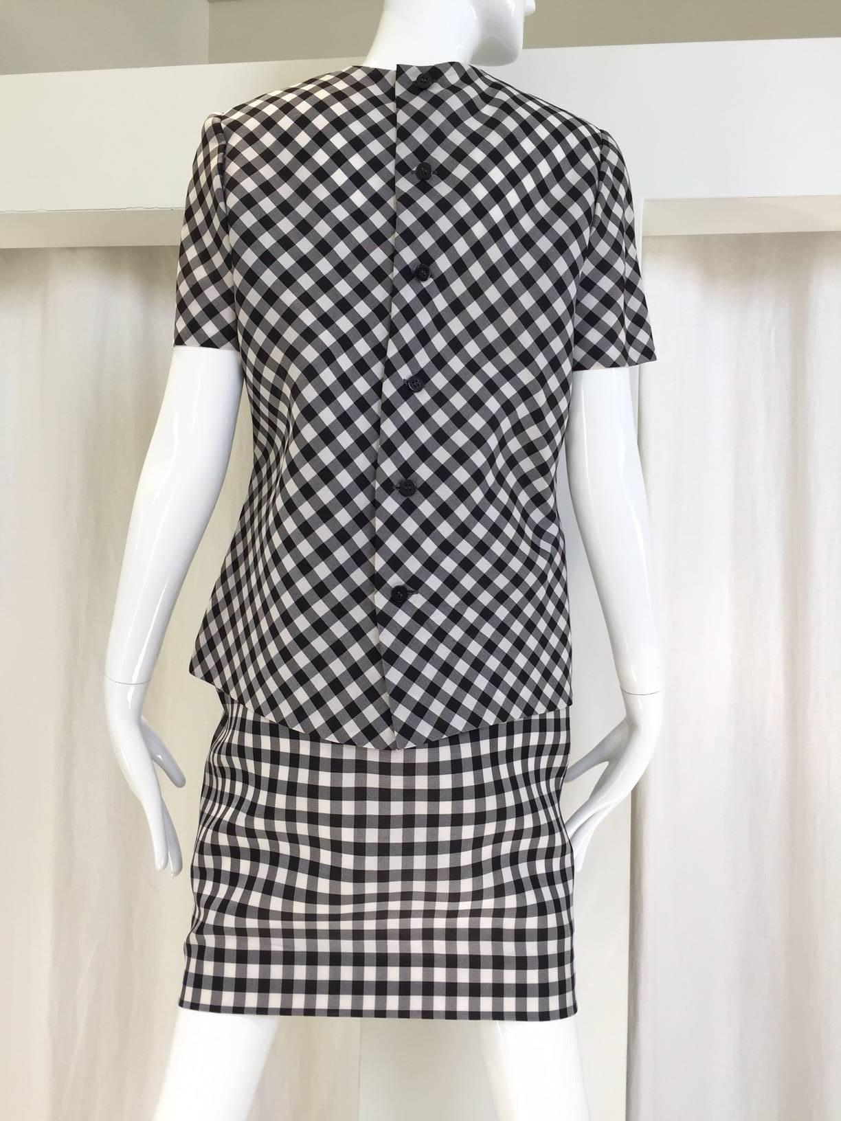 Vintage Bill Blass Black and White Checkered Print 3 pcs ensemble In Excellent Condition In Beverly Hills, CA