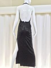1970s Cyreld Paris Black sequin cocktail halter dress