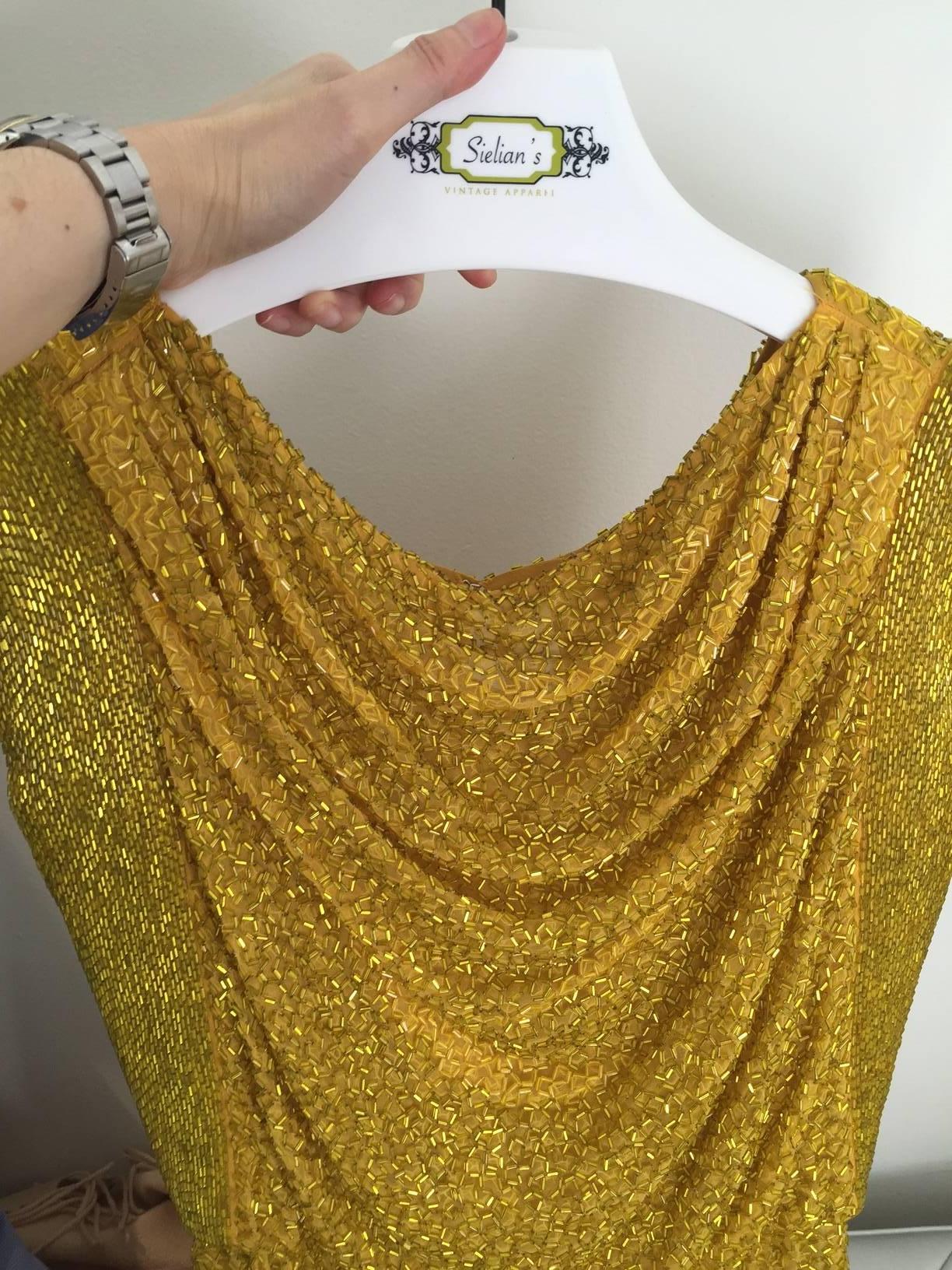 1980s Bob Mackie yellow beaded gown In Good Condition In Beverly Hills, CA