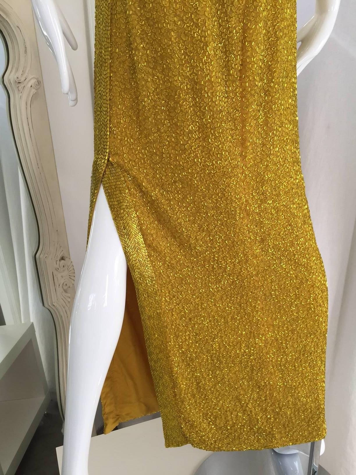 Women's 1980s Bob Mackie yellow beaded gown