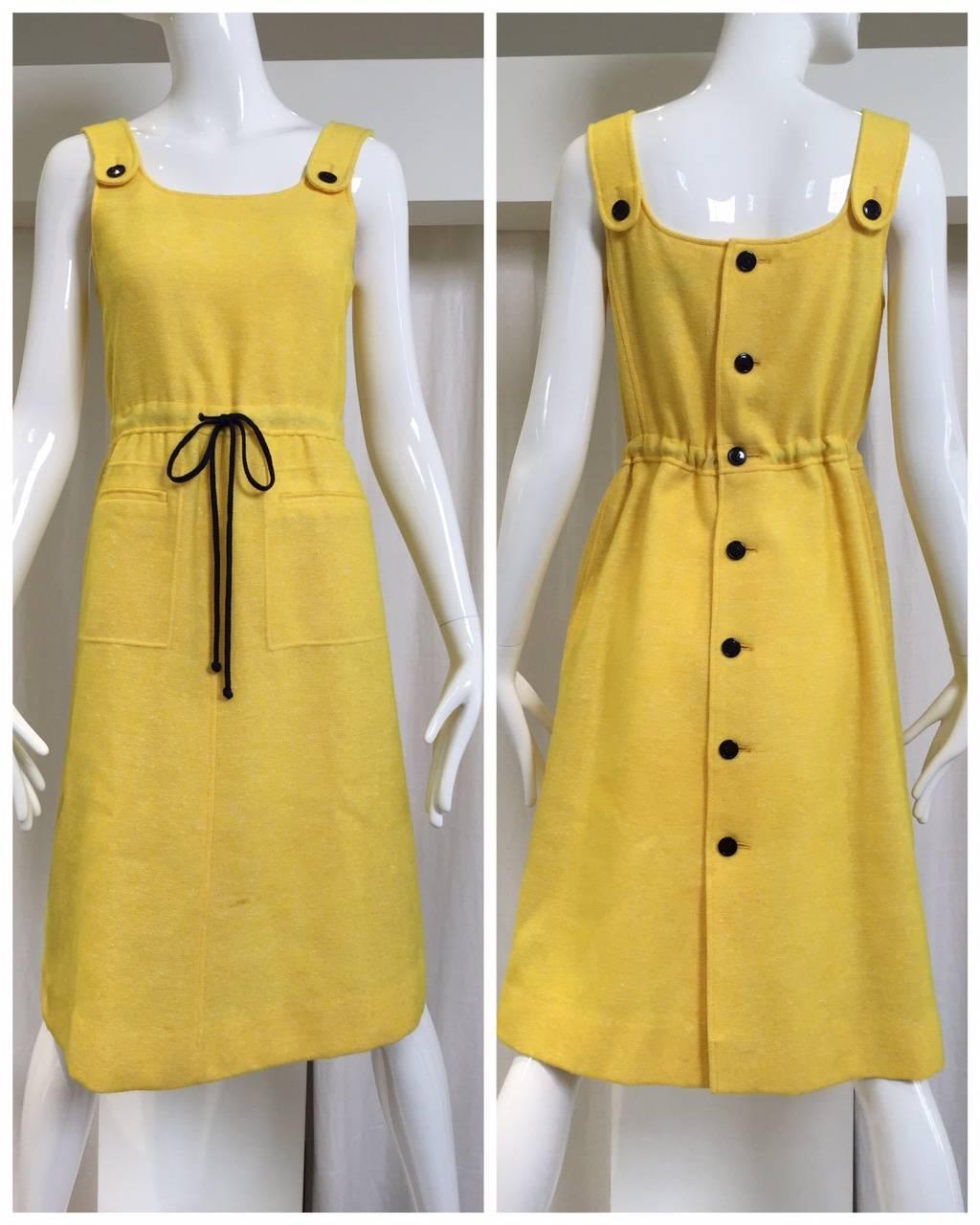 Yellow 60s Courreges yellow wool dress