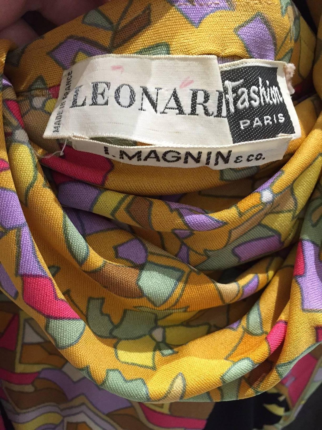 1970s Leonard Multi Color  Mosaic Print Blouse and Pants  In Good Condition In Beverly Hills, CA