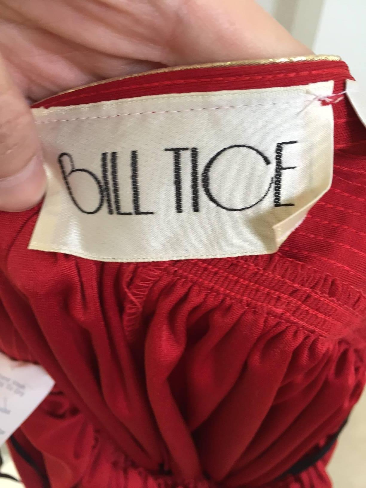 1970s Bill Tice red and gold backless halter dress In Good Condition In Beverly Hills, CA