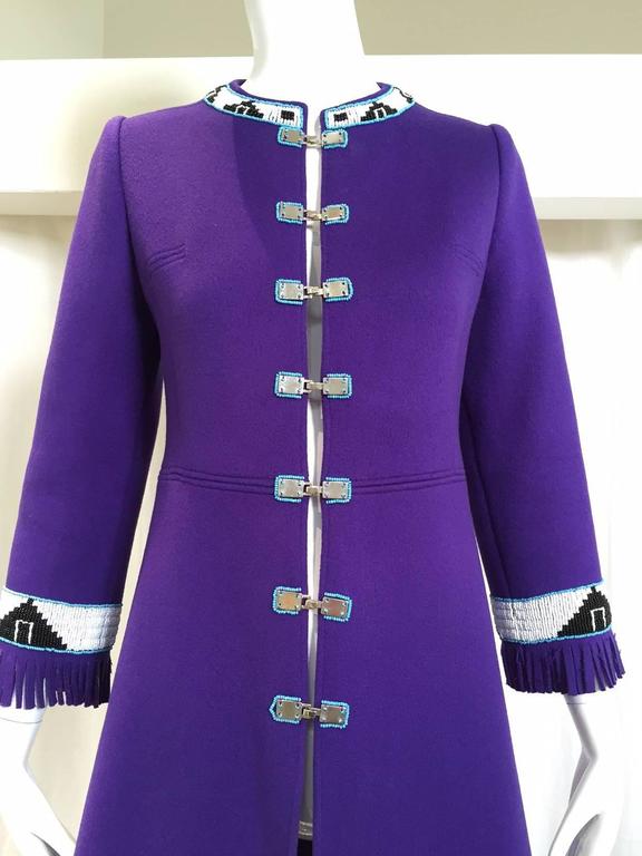 1970s Southwest purple wool coat with beads at 1stDibs