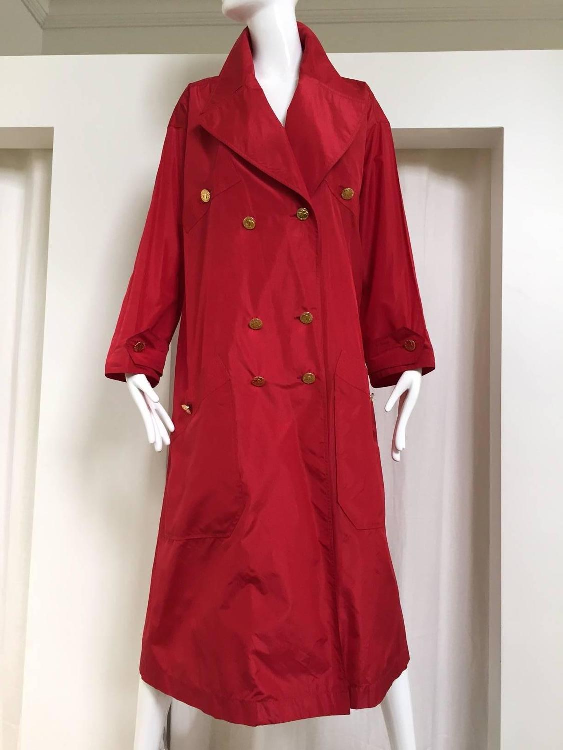 80s Red CHANEL trench coat at 1stdibs