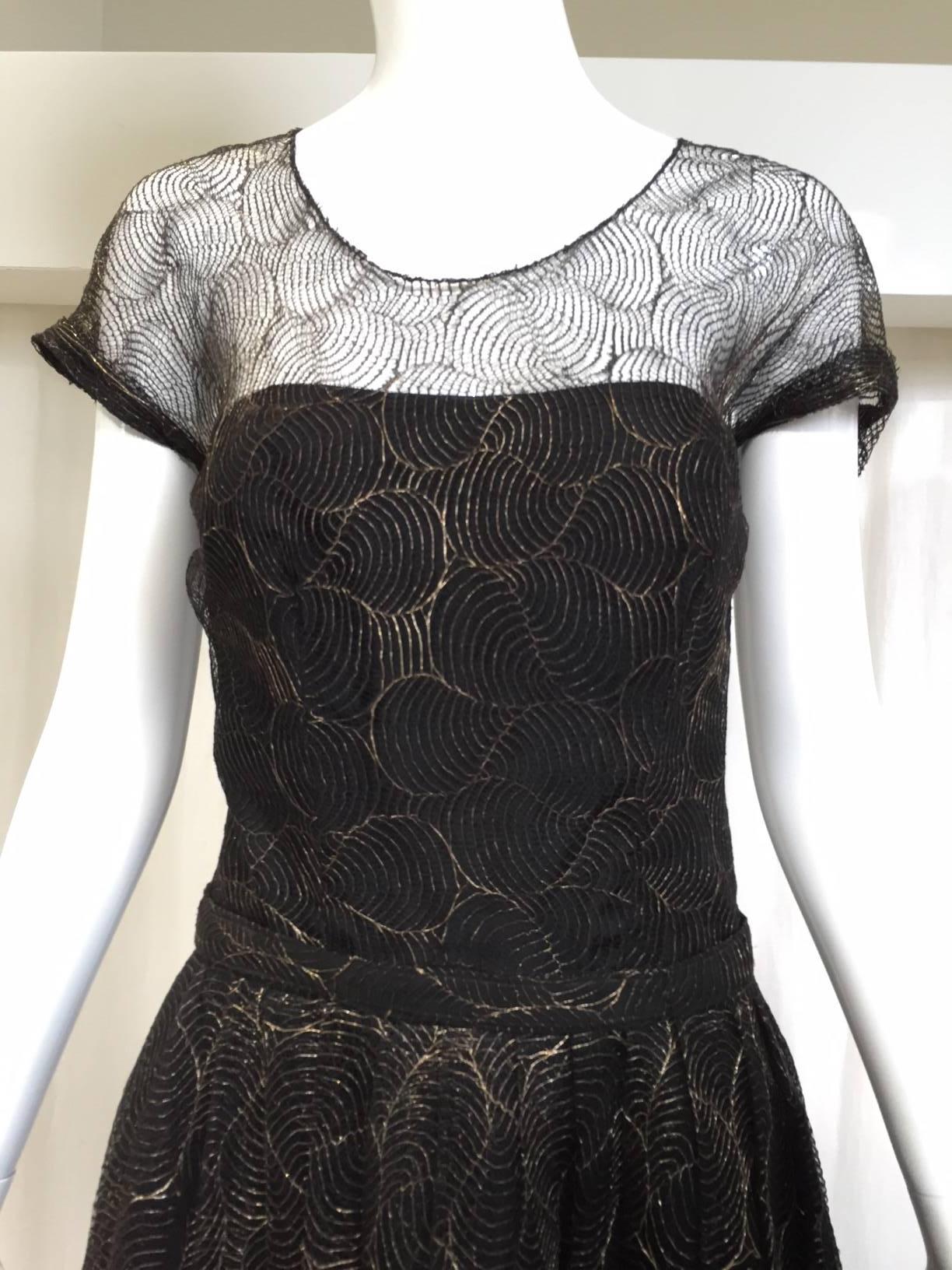1950s Black and gold lace cocktail dress 1