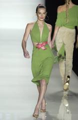 2004 Celine by Michael Kors lime green v neck jersey dress