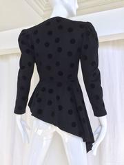 80S LANVIN black polkadot velvet peplum jacket
