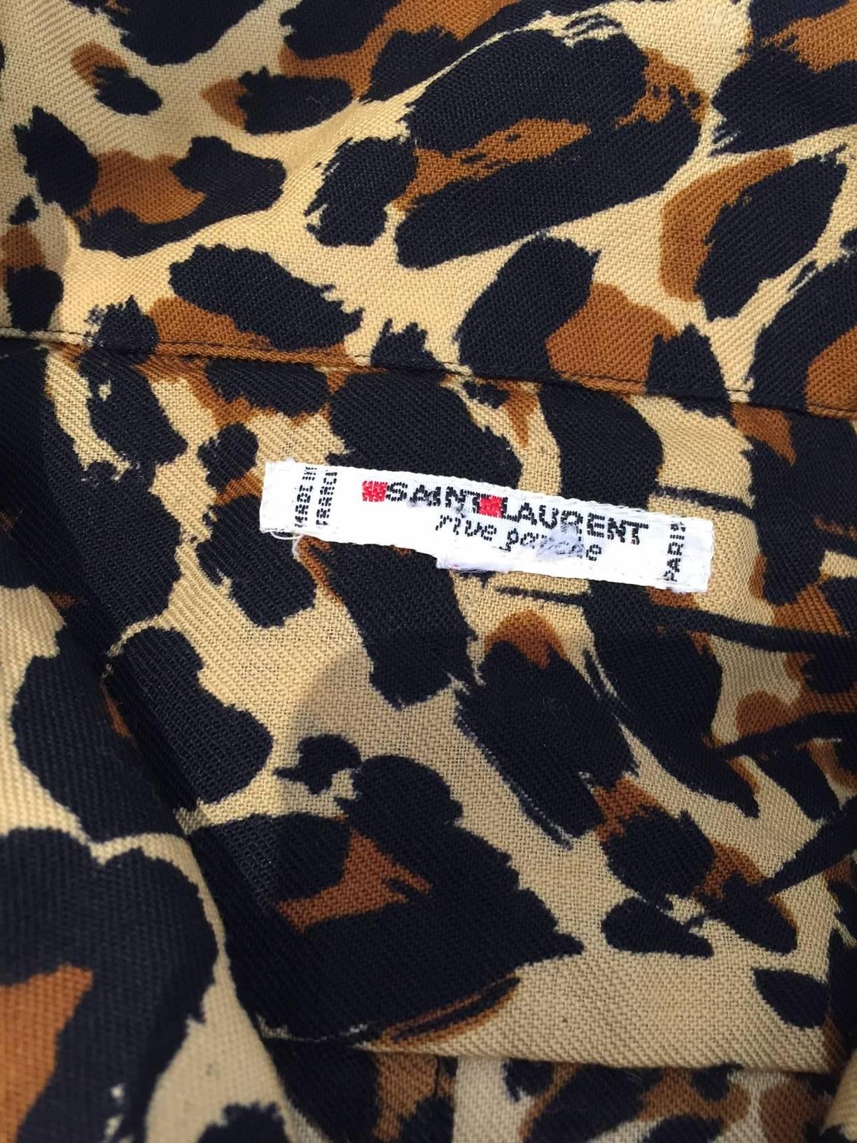 70s Saint Laurent iconic leopard print wool blouse In Good Condition In Beverly Hills, CA