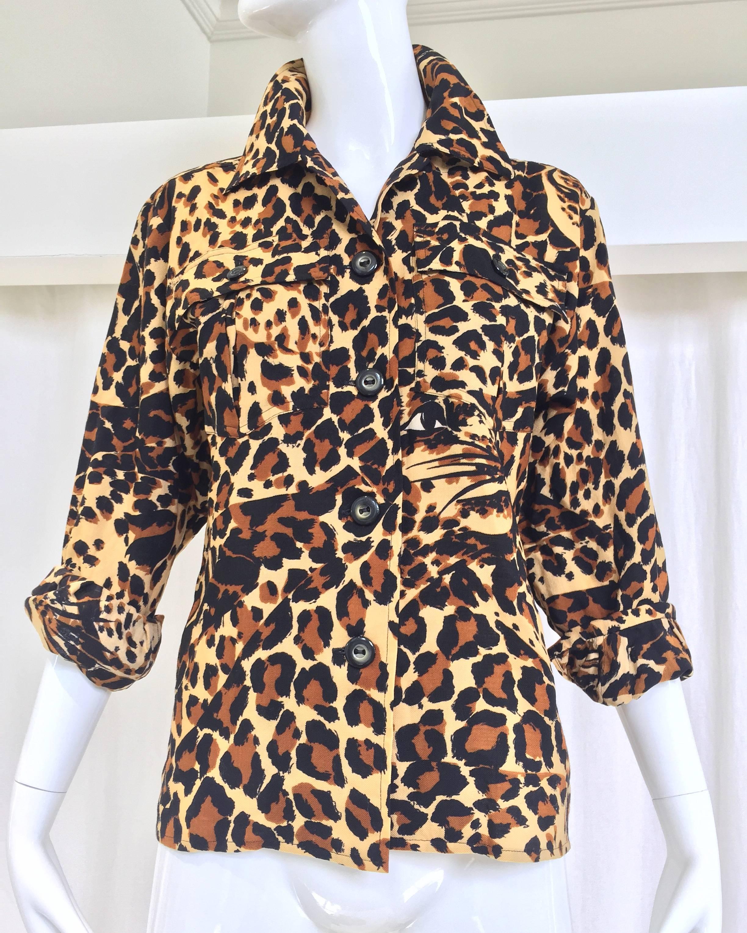 70s Saint Laurent iconic leopard print wool blouse.
Bust: 38