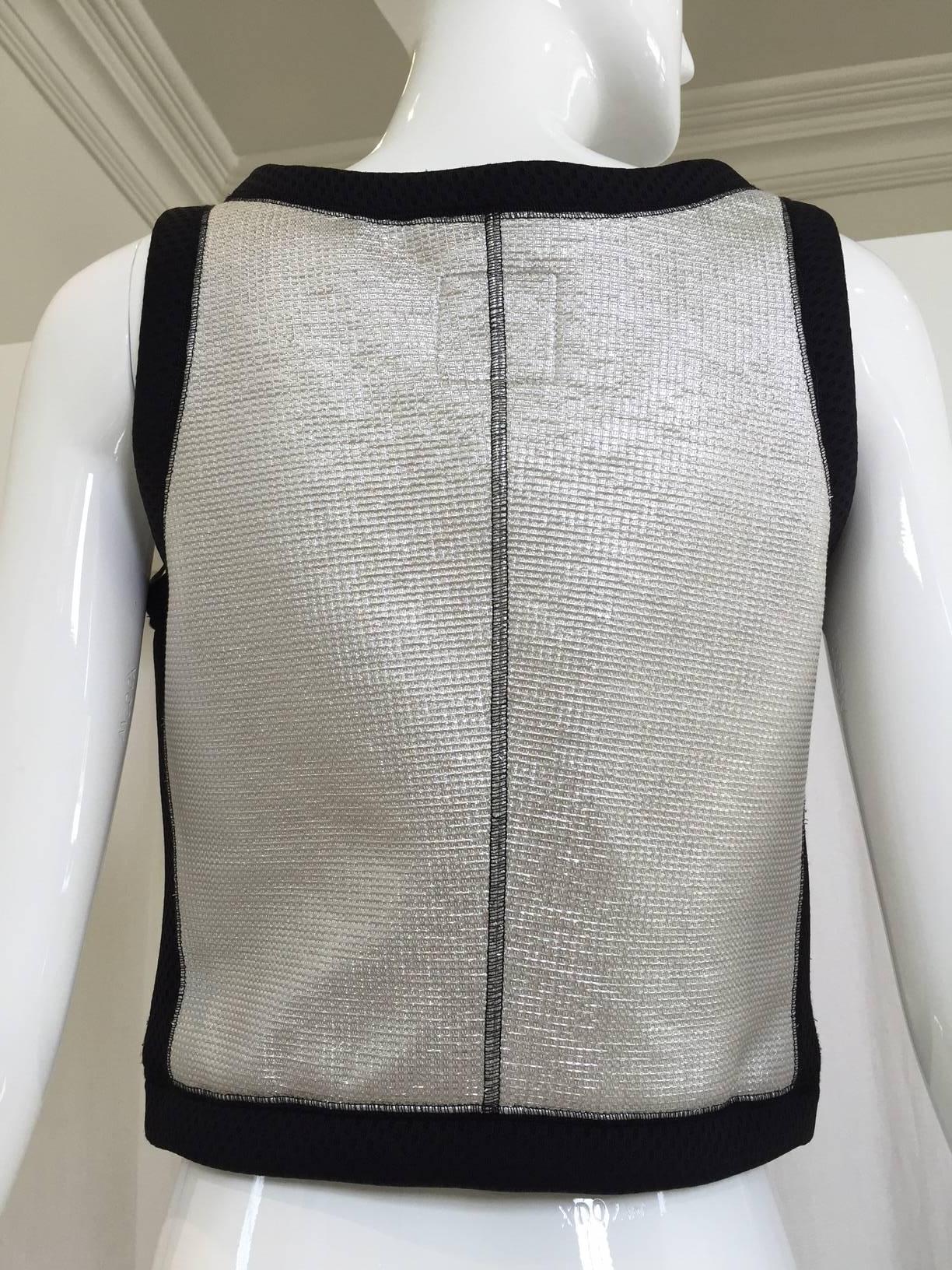 Vintage 1990S CHANEL silver and black sporty vest/ top
Bust: 34