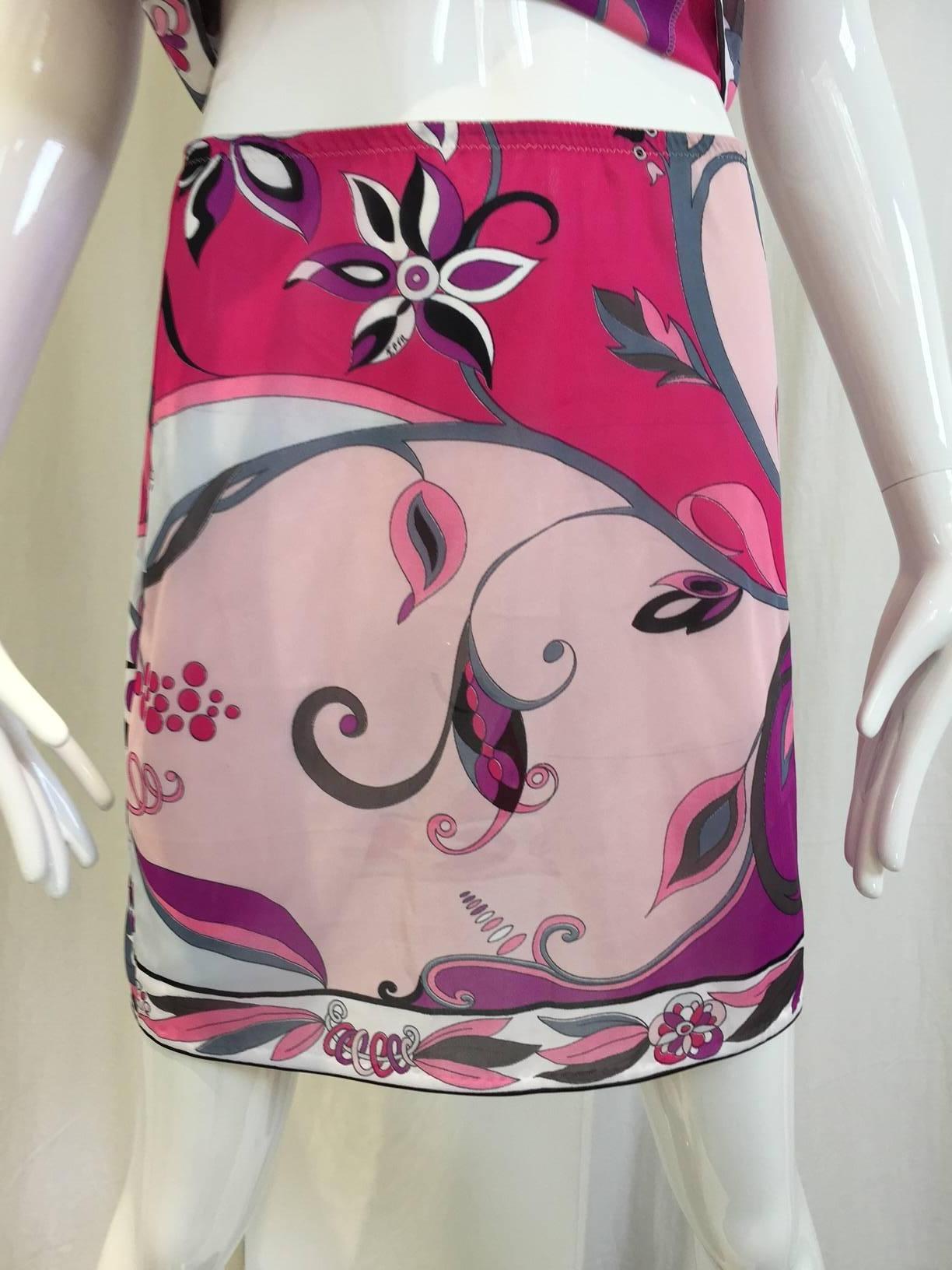1960s PUCCI pink nylon top and skirt set. perfect beach attire.
Size: 2