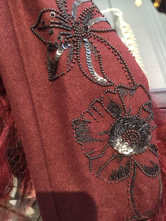 Christian Dior by John Galliano burgundy wool crop jacket For Sale 2