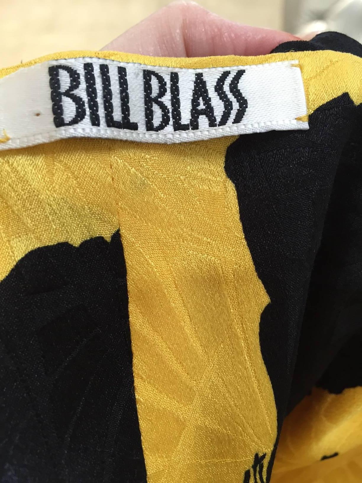 Vintage  Bill Blass Yellow and Black Print Silk Dress 2