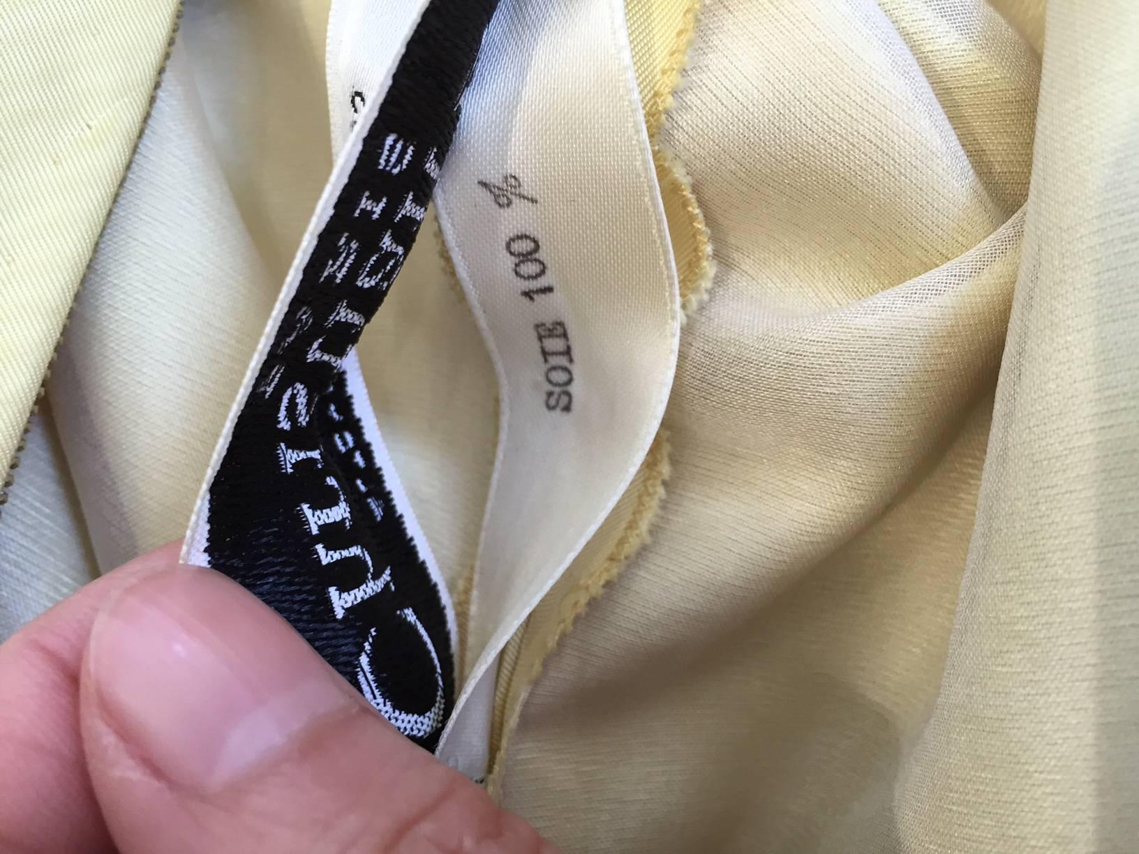 Christian Dior by Marc Bohan Haute Couture 1982 
Yellow Silk Cocktail Dress For Sale 1
