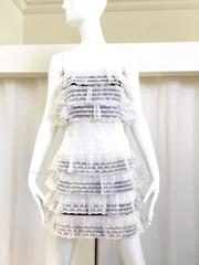 90s CHANEL white swiss dot strapless mini dress