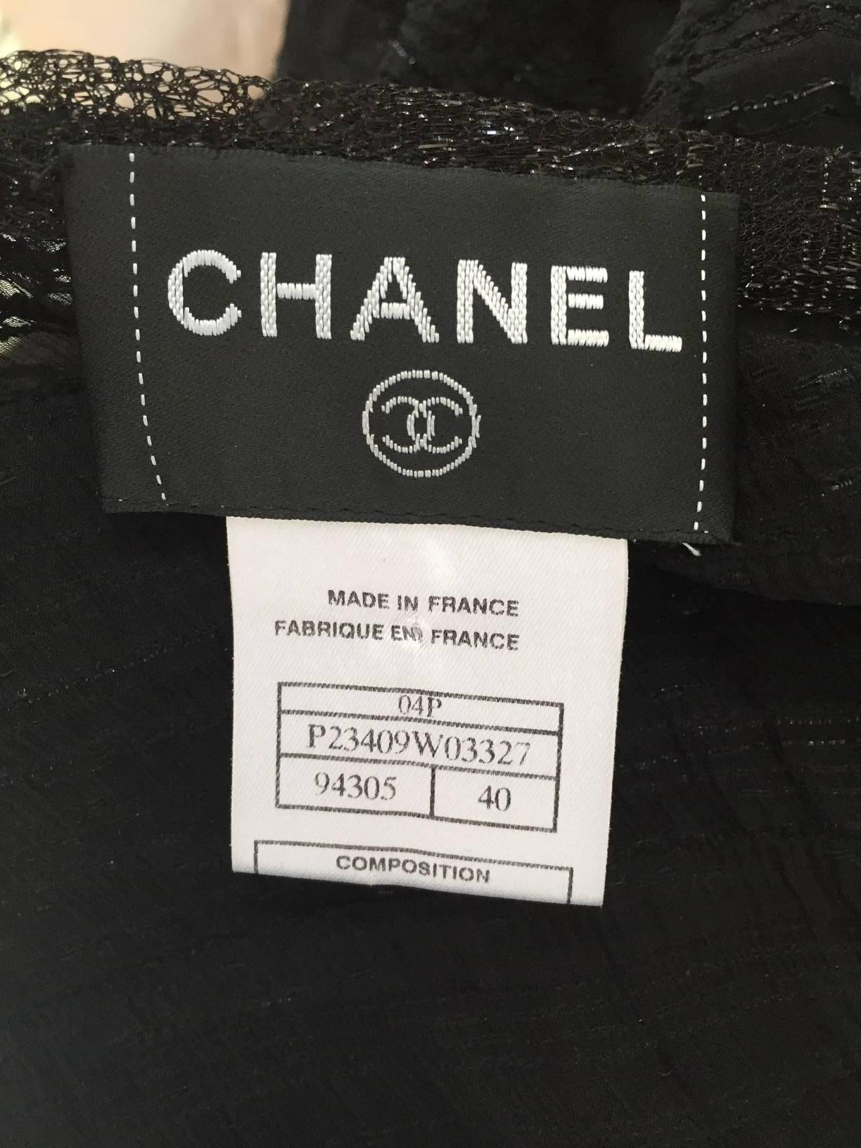 CHANEL black sheer silk tunic with pearls 3