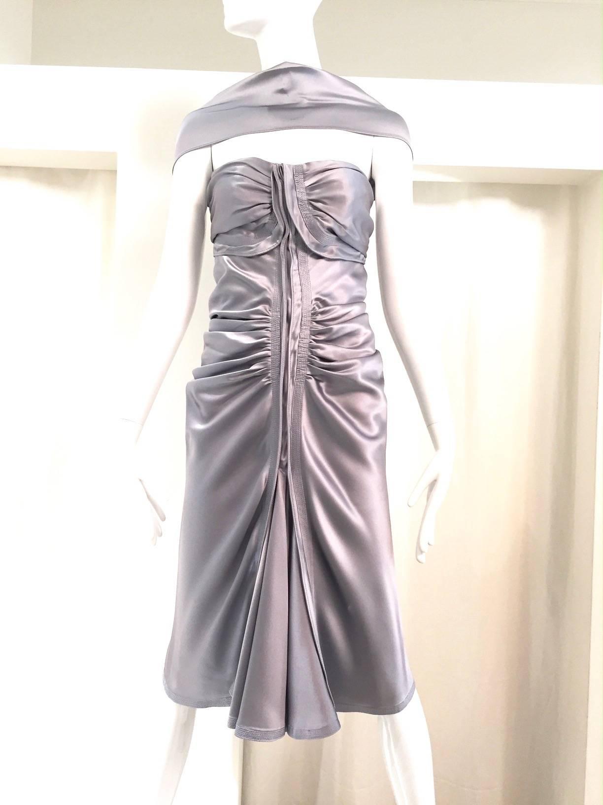grey silk dress